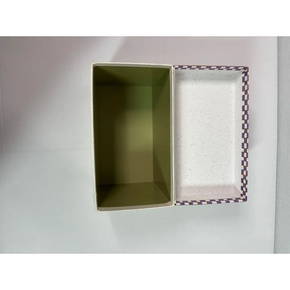 Joy Marie Greeting‎ Card Organizer Box Purple Checkered Cottagecore Angel Floral